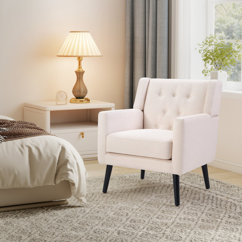 Fauteuil d'appoint moderne et élégant pour salon, recouvert d'un tissu doux et rembourré, Beige
