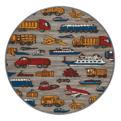 Machine Washable Transportation Gray Area Rug