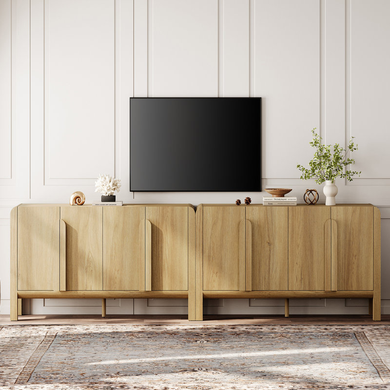 Adora Modern TV Stand For Tvs Up To 120 Inch, 2 In 1 Wood Entertainment Center TV Console With Doors And Adjustable Shelves For Living Room,Bedroom
