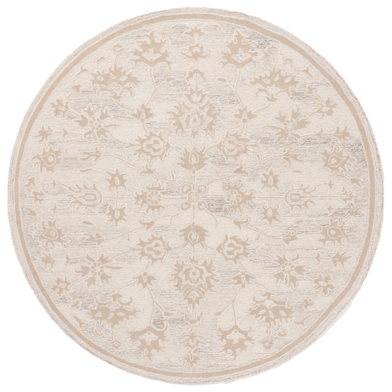 Tapis oriental en laine touffeté à la main Ebony, Rond 6 pi