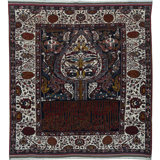 Wool Oriental Area Rug in Rosewood/Beige