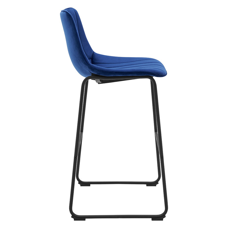 Seder Upholstered Counter Stool with Metal Frame, Blue