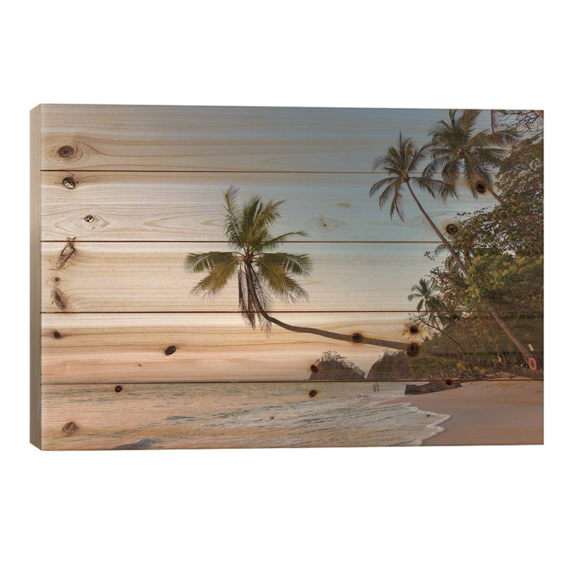 Coucher de soleil sur une plage tropicale, Costa Rica par Matteo Colombo - impression sans cadre sur bois, L 40 po x H 26 po