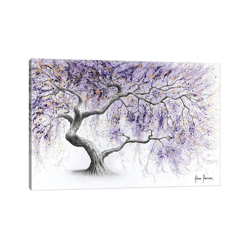Purple Prosperity Tree by Ashvin Harrison - Wrapped Canvas Painting, 20.32 cm H x 30.48 cm W
