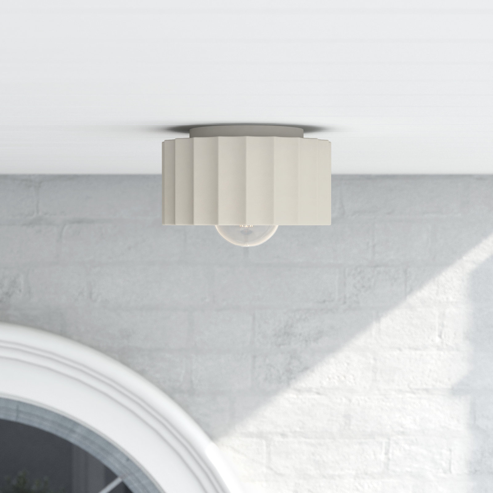 Colgate Ceramic Round / Oval Outdoor Flush Mount, Matte White, 6.5" H x 13" W x 13" D