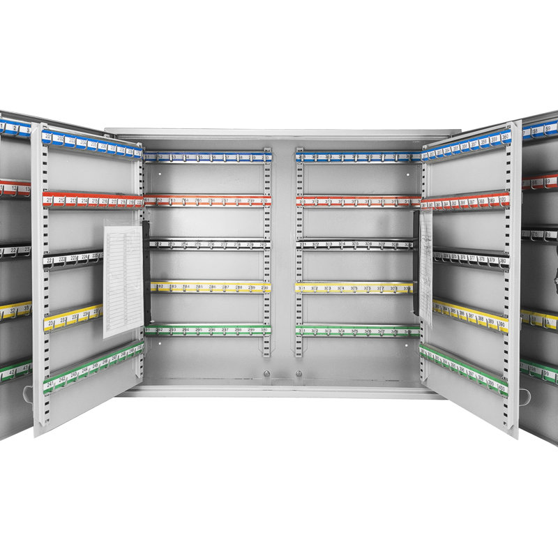 Armoire à clés réglable 400 - acier gris, verrou de sécurité, fixation murale avec étiquettes colorées pour une gestion efficace Serrure à 400 clés, matériau en acier, réglable