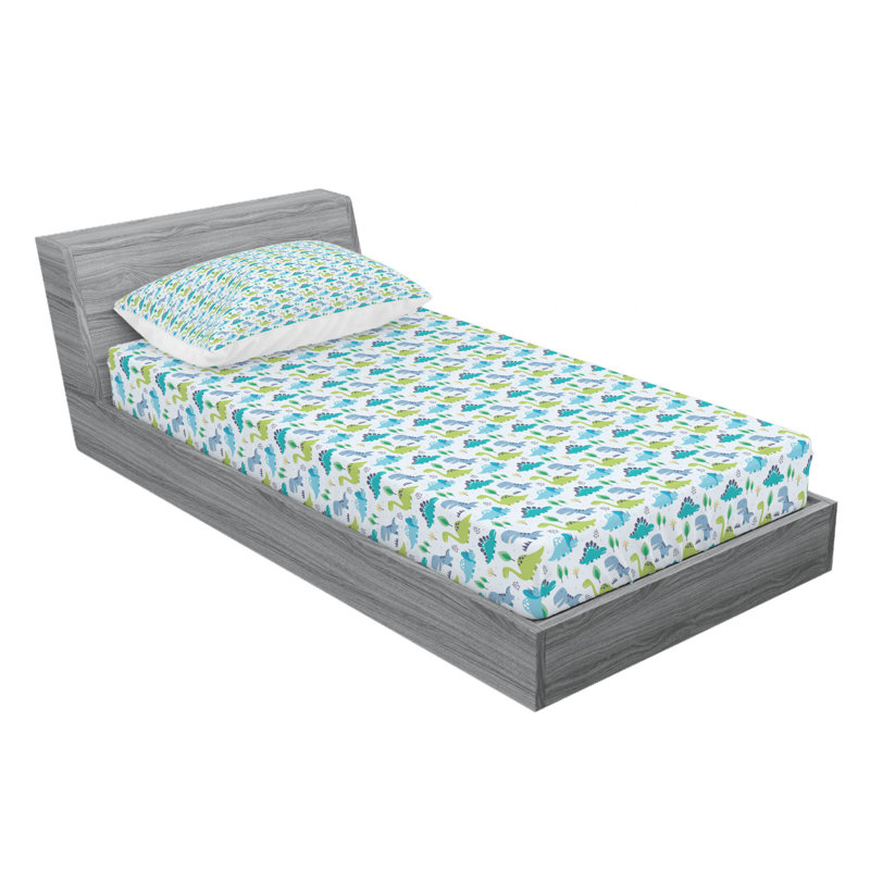 Microfiber Sheet Set, Twin XL Sheet Set with Fitted Sheet, Dinos