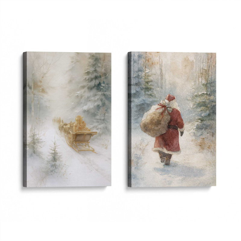 «Journey to Christmas», ensemble de 2 impressions sur toile, H 18 po x l 24 po, Toile tendue, Toile tendue