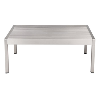 Table basse d'extérieur en aluminium Novae - table de patio moderne avec structure antirouille et plateau à lattes pour le drainage de l'eau