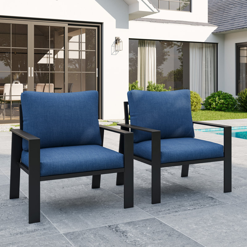 Ensemble de 2 fauteuils d'extérieur en aluminium - légers, résistants à la rouille et dotés de coussins résistants aux intempéries pour le patio, la terrasse ou la piscine
