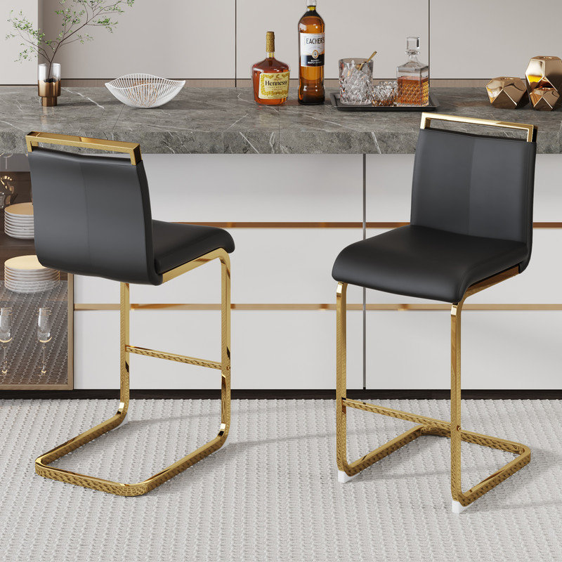  Jeileen 25'' Counter Stool (Set of 2), Black