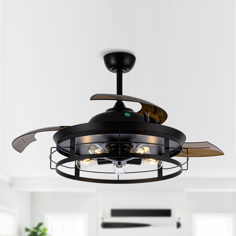 Ptolemy 52" 3 - Blade Retractable Blades Ceiling Fan with Remote Control