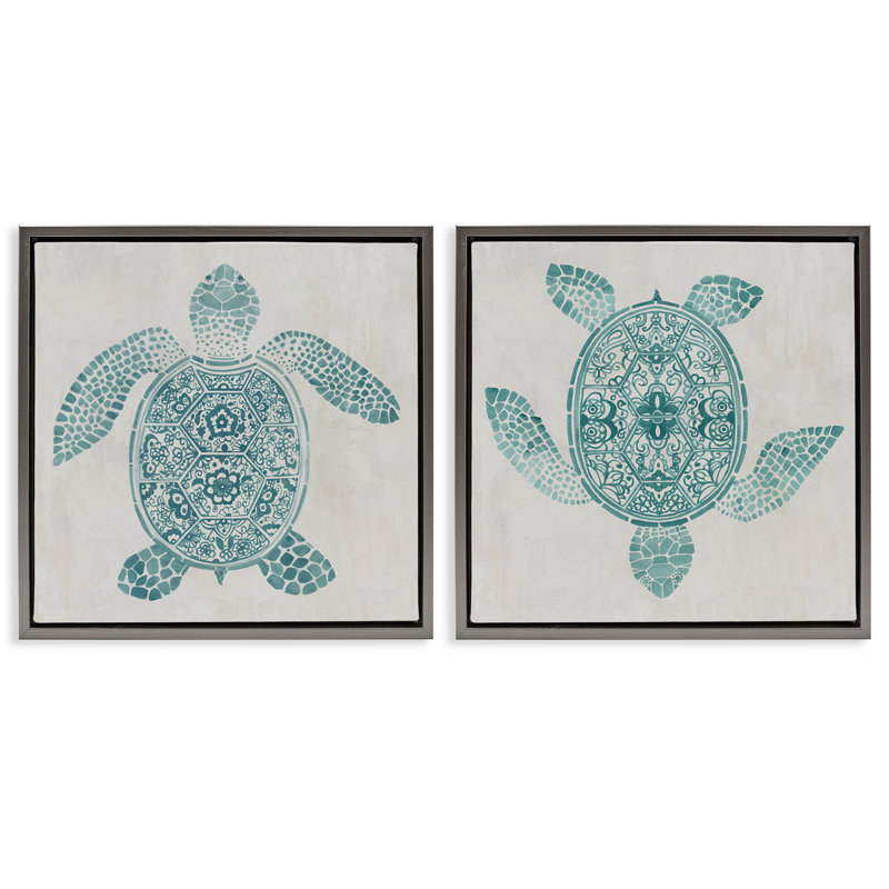 Ensemble de 2 toiles flottantes encadrées, par Hannah Dawson, Cadre flottant gris lustré, H 18 po x l 18 po