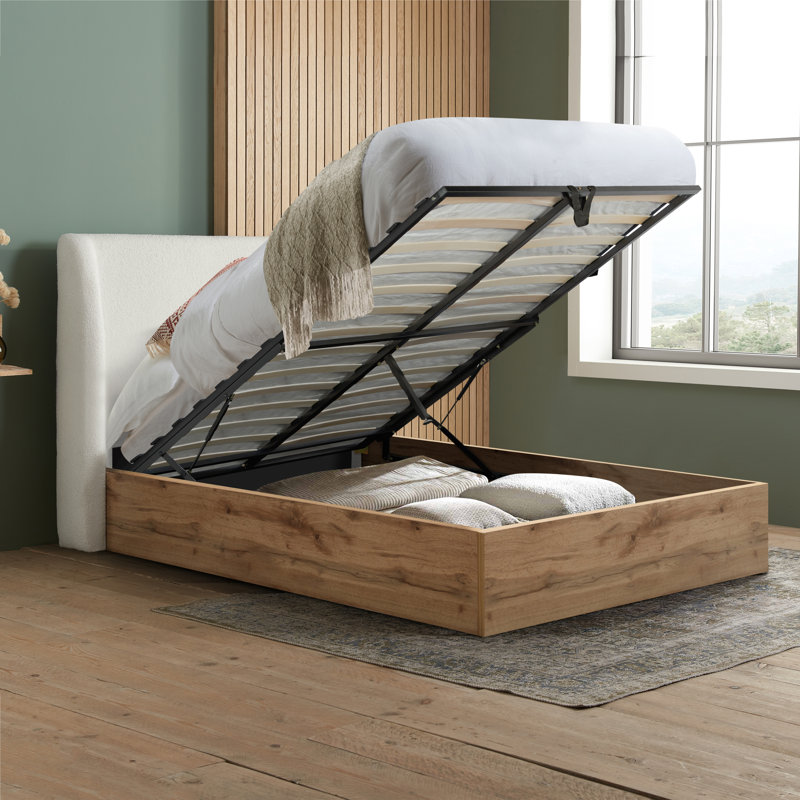 Farhat Upholstered Platform Bed, White, Double (4'6)