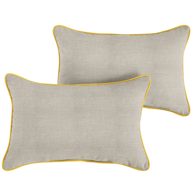 Sunbrella Outdoor Solid Corded Pillow, Yellow