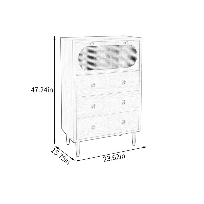 Élégante armoire de rangement en rotin