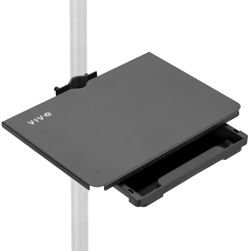 VIVO Clamp-on 14" x 10" Utility Shelf Pole Mount with Storage Drawer