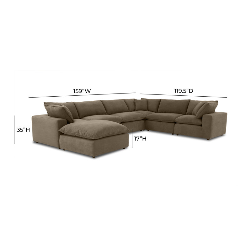 Hadleigh Chocolate Brown Performance Velvet Modular Large Chaise Sectional