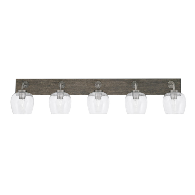 Oxbridge 5 Light Bath Bar Shown With 6" Glass, Transparent, Graphite / gris vieilli
