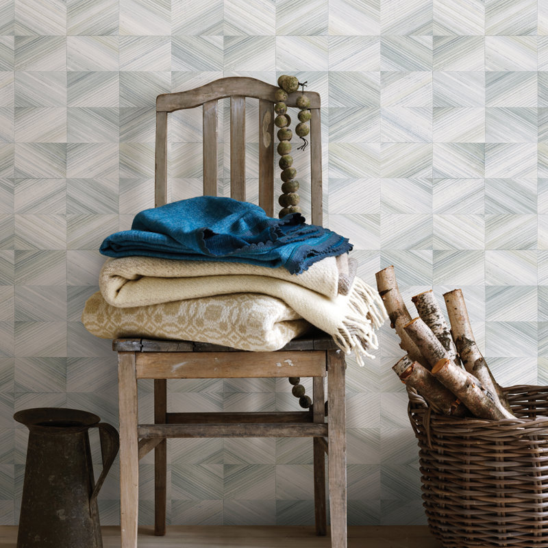 Kerrigan Wood 10.06m x 52.07cm Semi-Gloss Paste the Wall Wallpaper Roll, Light Blue