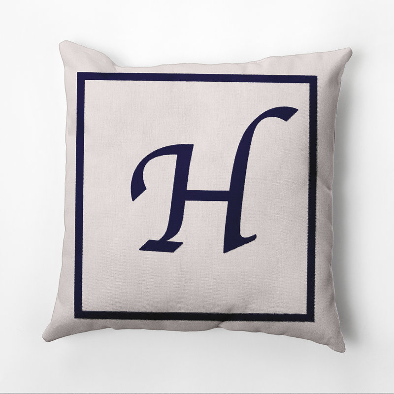 Reversible Throw Pillow, 26"x26", Navy Blue/White, H