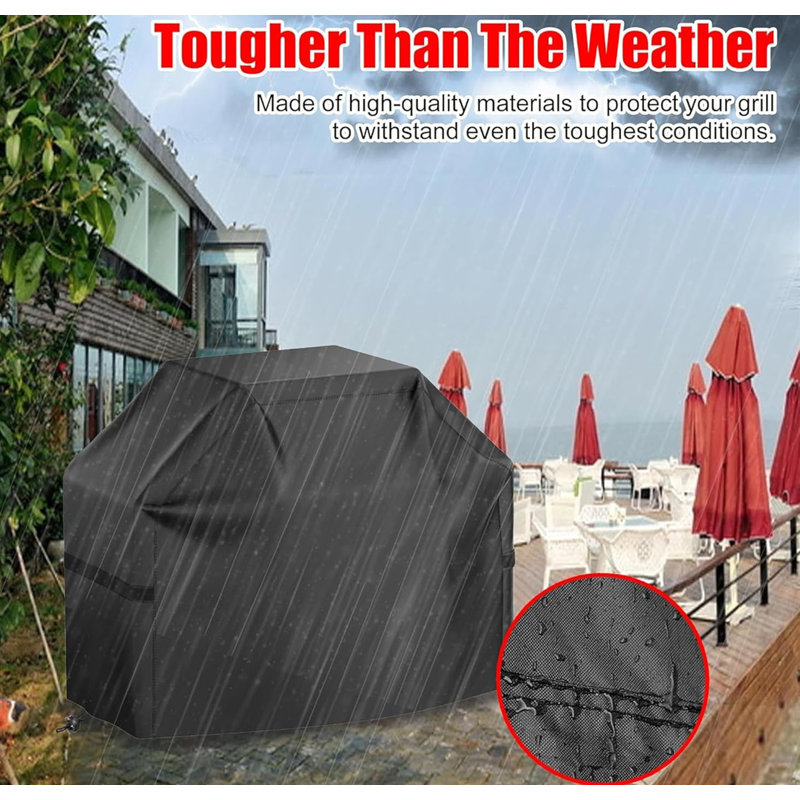 58 Inch Outdoor Grill Cover – Waterproof Polyester, UV-Resistant, Windproof With Hook & Loop + Drawstring, Fits Most 58" Wide Grills, Easy Clean