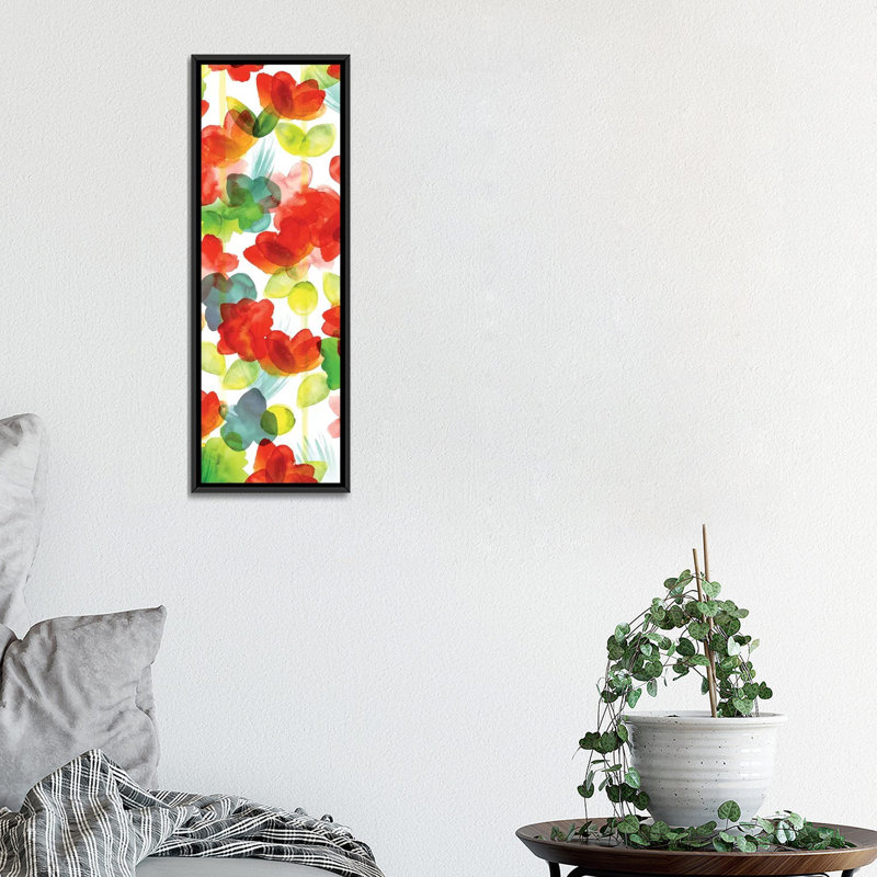 « tropical floral panel i », impression sur toile, H 48 po x l 16 po x P 1,5 po, Toile avec cadre noir
