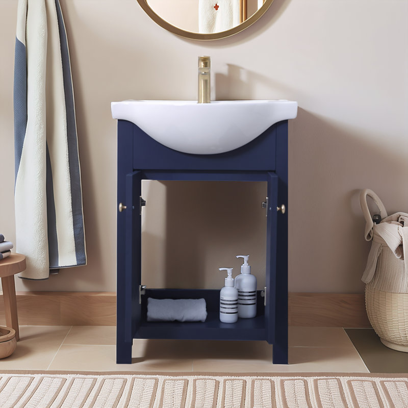 Ensemble de meuble-lavabo simple 24 po bleu