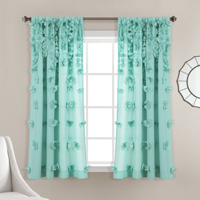 Panneau de rideau simple semi-diaphane à motif floral avec passe-tringle Riley