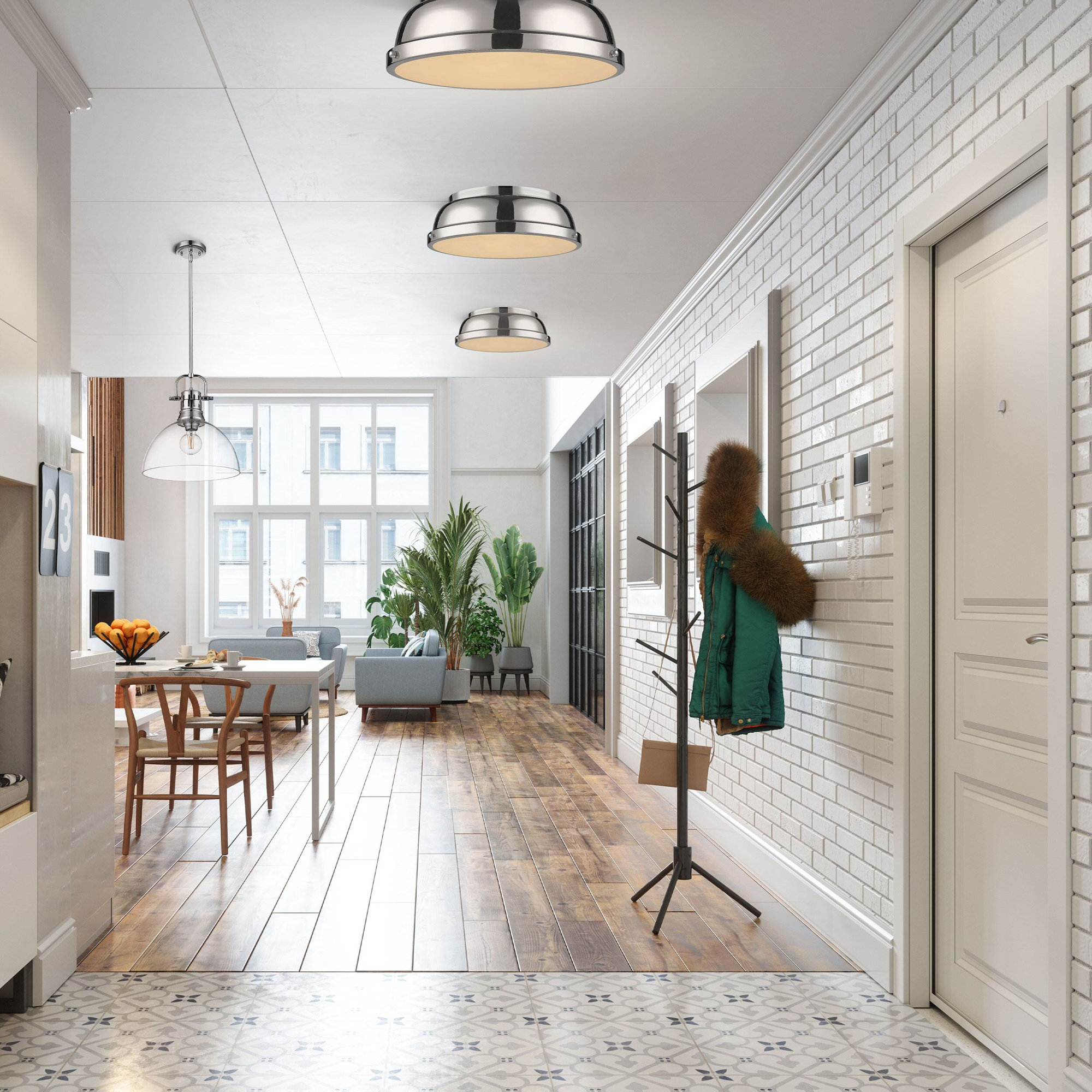 Calico 2 Light Steel Flush Mount, Chrome, Chrome