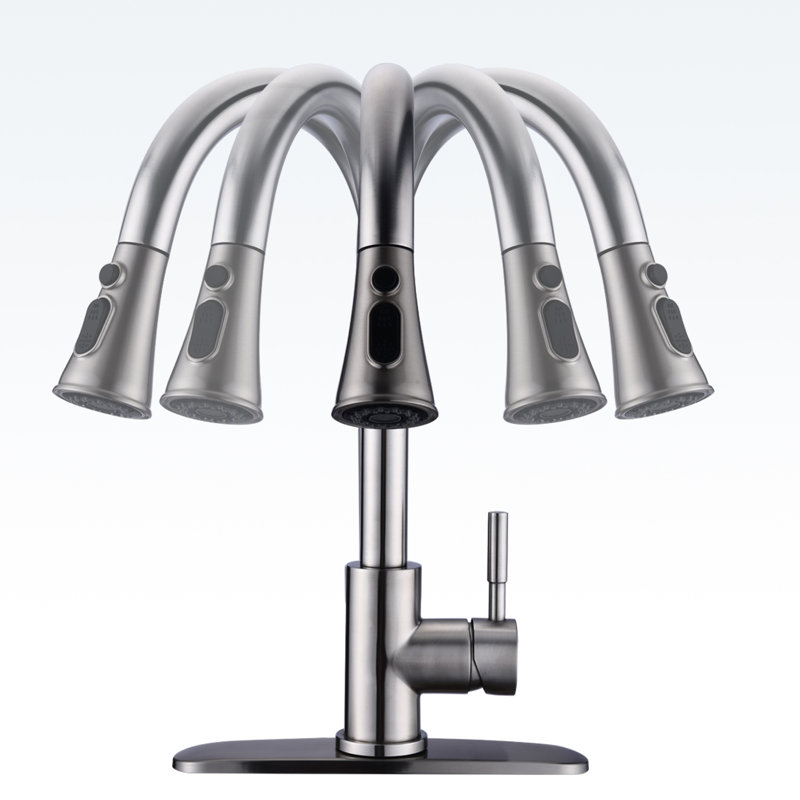 MonadLiving Kitchen Faucet, Without Soap Dispenser, Brushed Gold