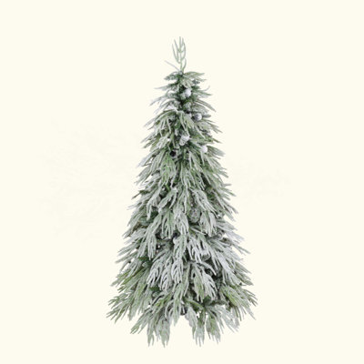 Arbre de Noël enneigé en épinette pré-éclairé, arbre de Noël articulé artificiel avec lumières DEL, décoration de bureau pour les Fêtes