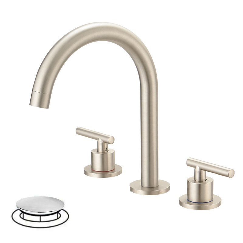 Veil High-Arc Widespread Bathroom Sink Faucet 2-Handle with Drain Assembly, Brushed Nickel