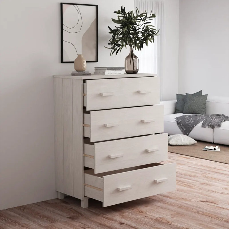 Ebern Designs Solid Pine Wood Sideboard, White