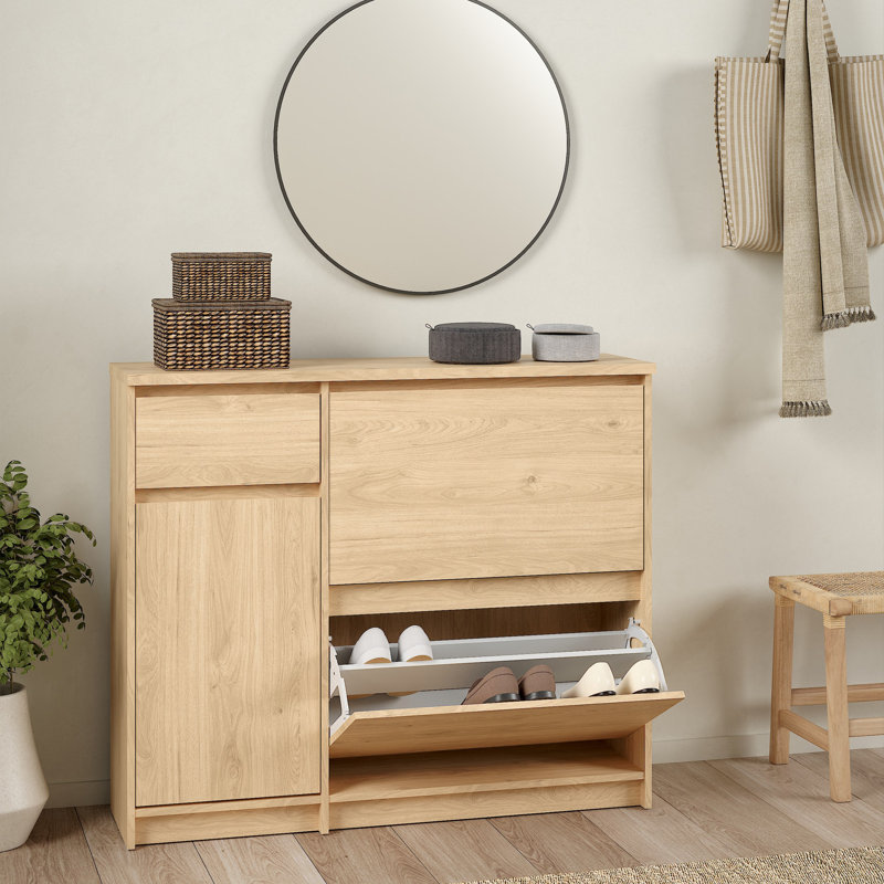 Aveon 12 Pair Shoe Storage Cabinet, Jackson Hickory Oak