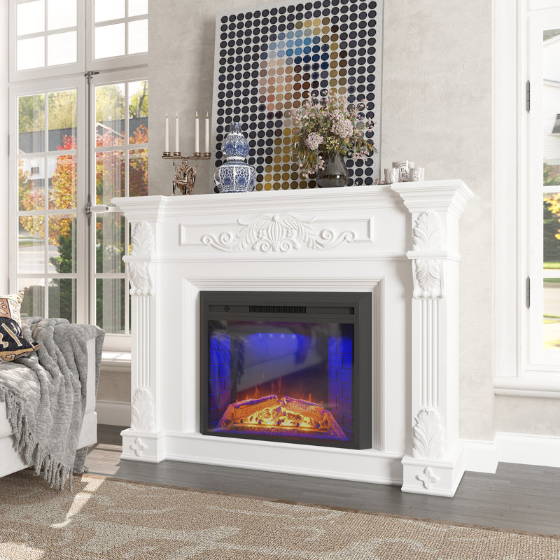 Kylah Recessed Electric Fireplace with Multicolor Flame,Remote Control & Sound of Crackling Fire