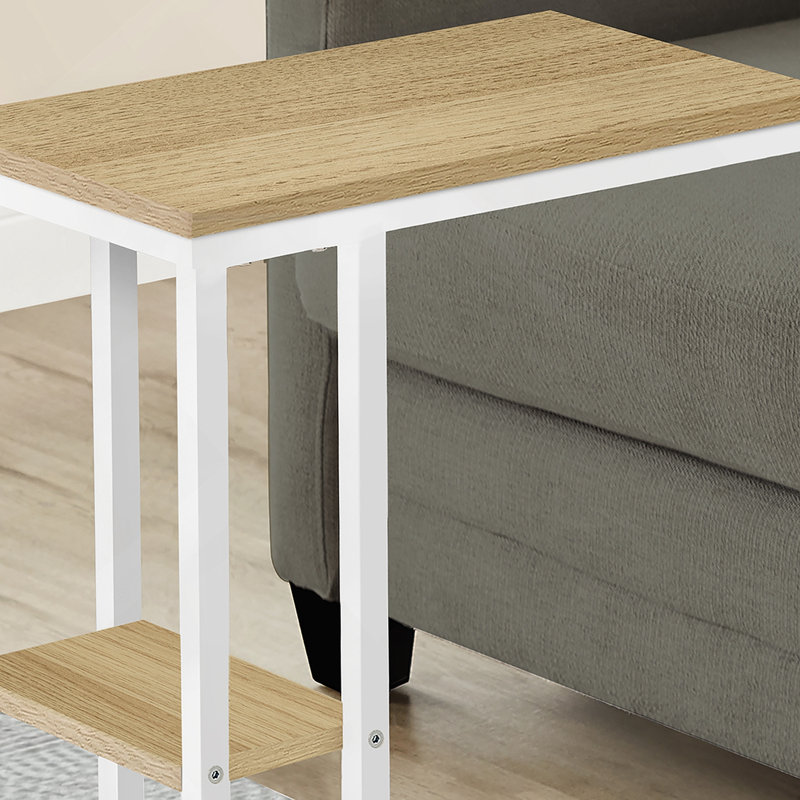 Shem End Table, Natural Top/White Base