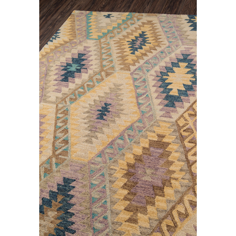 Handmade Blue Wool Tufted Southwestern 2' x 3' Rug