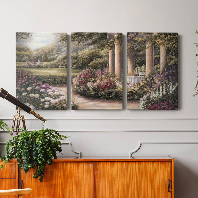 Rose Garden II - Toile tendue avec châssis de qualité supérieure - Prêt à être accroché, H 18 po x l 36 po x P 1 po