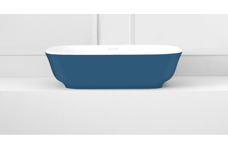 Victoria + Albert Amiata 16.25'' Gloss White/Matte Azure Blue Solid Surface Rectangular Bathroom Sink