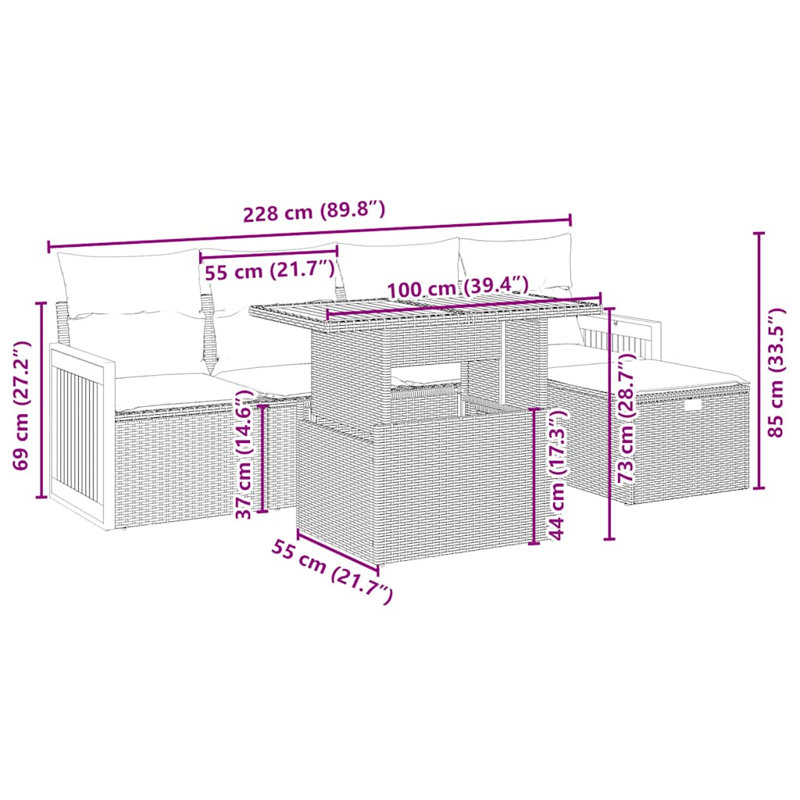 Ensemble de canapé de jardin Vidaxl beige