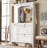 54.7" Hall Tree with Integrated Shoe Cabinet and Mirrored Cabinet Door, Coat Hanger, Entryway Bench, 4-in-1 Design, 2 Flip Drawers, 4 Hooks and 2 Cabinets for Entrance,Living Room