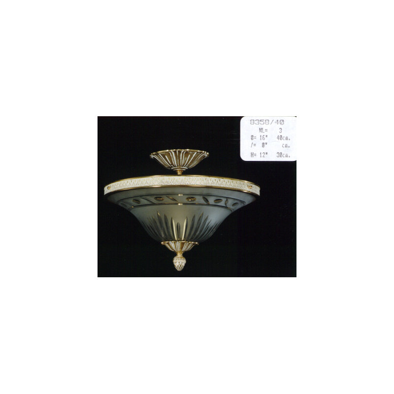 Derouen Glass Semi Flush Mount, Decapé French Gold