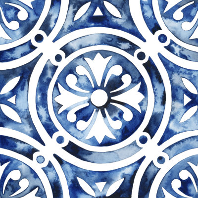 Cobalt Tile IV by Grace Popp - Wrapped Canvas Painting