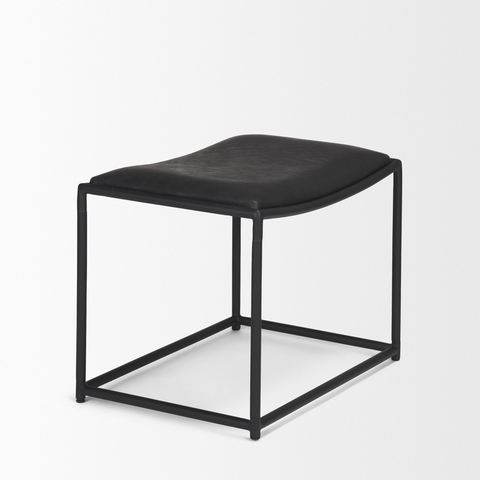 Galina Leather w/ Black Metal Stool, Black