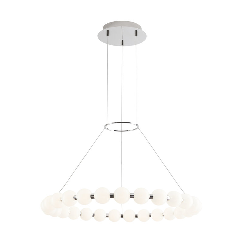 Orbet 1 - Light LED Chandelier, Polished Nickel, 2.8" H x 30" W x 30" D