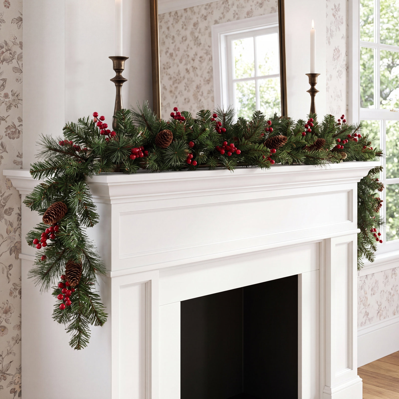 108" Pre-Lit Spruce Christmas Garland