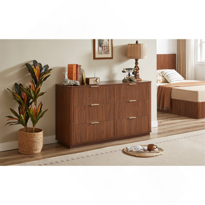 Alouette Wood Dresser Chest Of 6 Drawers