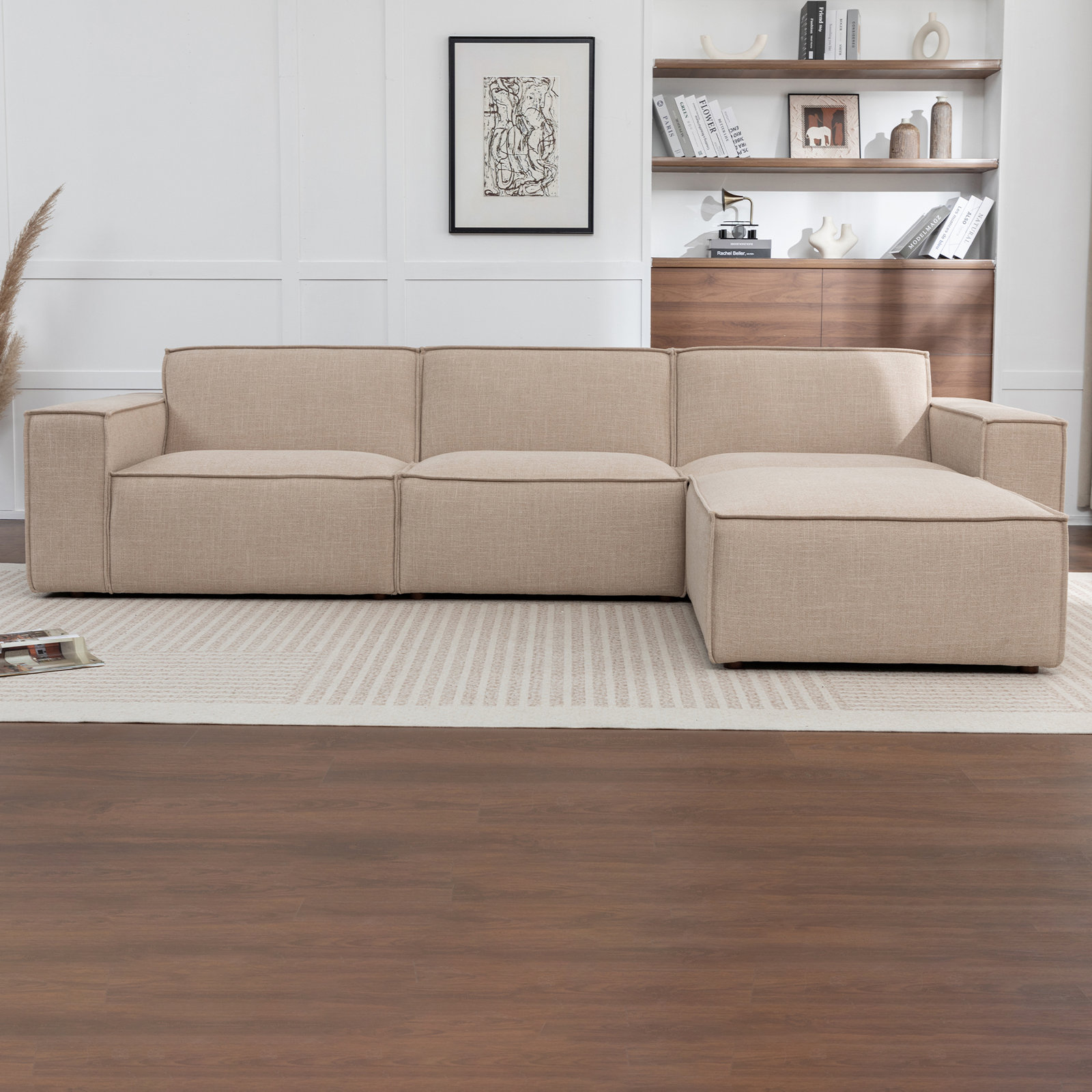 Shonnard Modular Sectional, Beige Cotton Blend