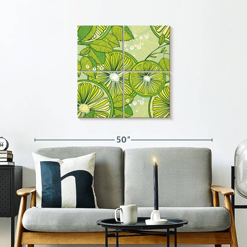 Yarlin Lime And Mint Pattern, 26" H x 26" W